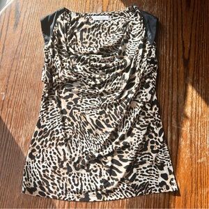 Calvin Klein Animal Print Blouse with Black Accents